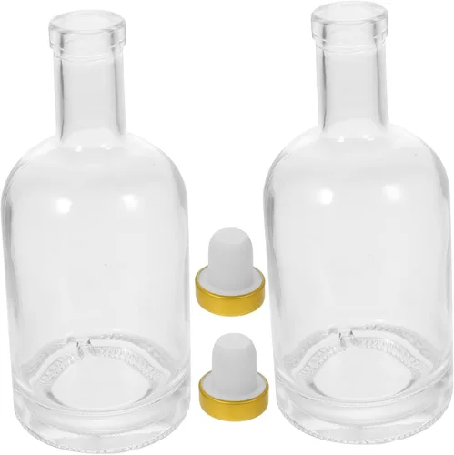 Miniatura 6 de SHOWERORO 2 decantadores de vidrio transparente grueso para botella de licor, resistente, base elegante diseño para bar en el hogar y uso, fácil
