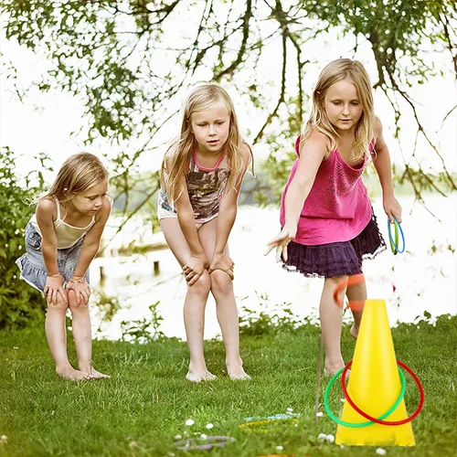 Miniatura 3 de Juego de 51 piezas de carnaval al aire libre, sacos de patatas, bolsas de carreras de 3 patas, bandas de carreras de huevos y cucharas, juego