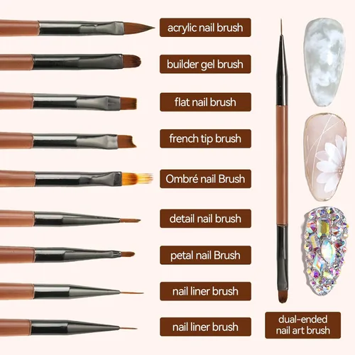 Miniatura 3 de Juego de 18 pinceles de arte de uñas para pintar, práctica de diseño, puntas francesas, pinceles de uñas acrílicas para extensiones de uñas