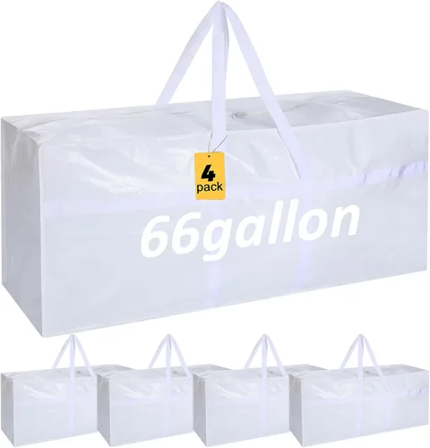 Miniatura 40 de 4 Piezas Bolsas de Mudanza Grandes con Cremallera y Asas Bolsas de Lona Tipo Duffle Plegables de Almacenamiento Extra Resistentes Extra Grandes