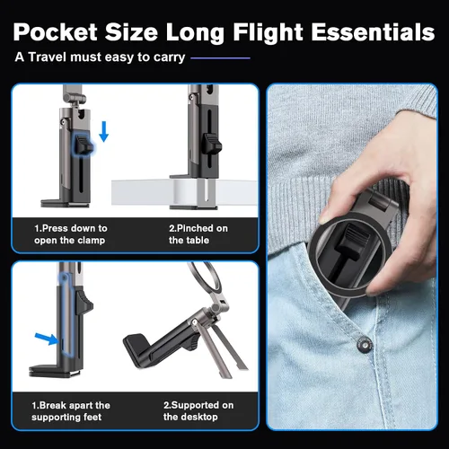 Miniatura 9 de Soporte de teléfono para hombre de viaje en avión, soporte de teléfono para MagSafe, soporte magnético plegable para teléfono para escritorio
