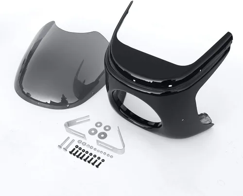 Miniatura 5 de Carenaje de faro delantero redondo universal de 17.8 cm con kit de parabrisas ahumado para motocicleta Harley BMW Suzuki Yamaha