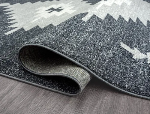 Miniatura 6 de Abani Southwest - Alfombra de área gris neutro, diseño tribal de diamante de 6 x 9 pies, alfombra para sala de estar con borlas
