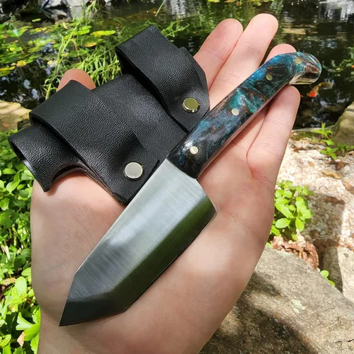 Miniatura 7 de Mini cuchillo de caza hecho a mano hecho en los E.E.U.U. Custom EDC Tanto resina mango cuchillo bush cuchillo Austin Blades