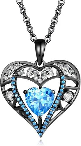 Miniatura 31 de Collar de cristal de 5 corazones, chapado en oro rosa de 18 quilates, colgante con cadena de plata de ley 925 de 18 + 2 pulgadas, joyería de piedra