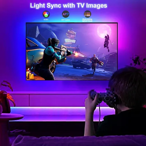 Miniatura 3 de Kit de retroiluminación LED para TV inteligente con caja de sincronización HDMI 4K30Hz, luces LED de TV de 16.4 pies para 55-75 pulgadas, tira