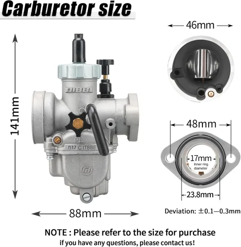 Miniatura 2 de NIBBI Carburador PE17mm Carburador 0.669 in Carburador Fit 80cc 100cc Brida Motores de Motocicleta para Dirt Bike Pit Bike ATV 4 ruedas con chorros