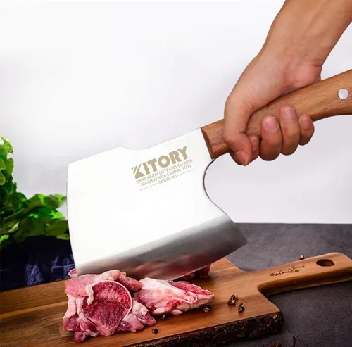 Miniatura 4 de Kitory Cuchillo de carnicero para carne y huesos forjado tradicional para carne y hueso Marrón