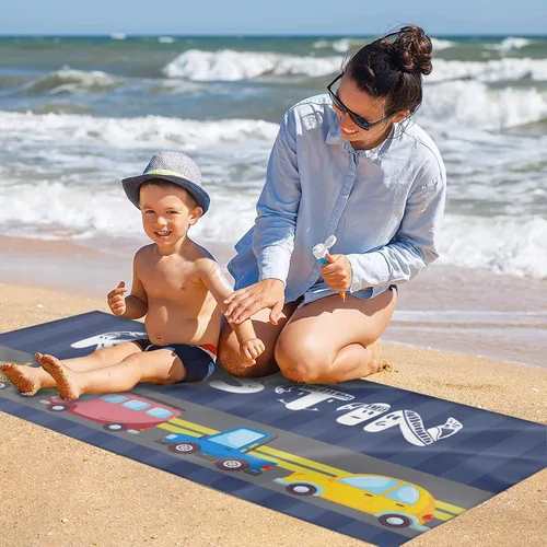 Miniatura 4 de Q&K Toallas de playa personalizadas para niños, toalla de playa grande con nombre, toallas de playa de microfibra para adultos, manta de toalla