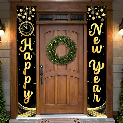 KatchOn, Xtralarge - Cartel de feliz año nuevo – 72 x 12 pulgadas | Cartel de puerta de feliz año nuevo para suministros de fiesta de Año Nuevo 2026