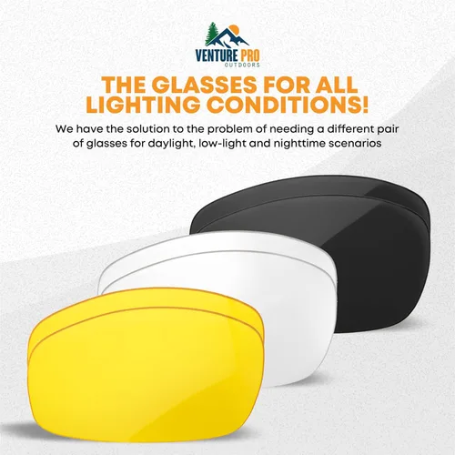 Miniatura 3 de Kit de lentes de seguridad con lentes intercambiables, protección UV antiarañazos, protección ocular de caza para hombres y mujeres, elegantes gafas