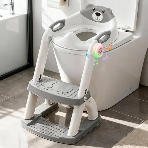 Miniatura 15 de SKYROKU - Asiento de inodoro mejorado para niños y niñas, para entrenamiento de baño, almohadilla antideslizante para protección contra 8838-azul