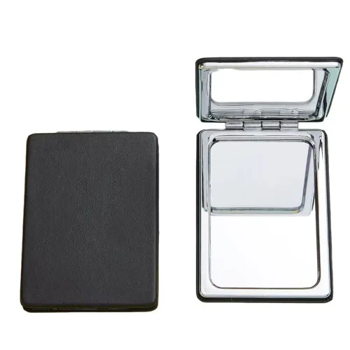 Espejo compacto para hombres, mujeres y niñas, espejos de maquillaje de viaje negros para bolso y bolsillo, espejo portátil de doble cara sin
