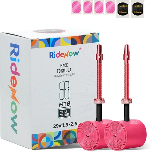 Miniatura 16 de RideNow - Paquete de 2 tubos interiores para bicicleta MTB de 24/ 26/27.5/29 pulgadas para 1.3-2.0/1.9-2.5, con válvula Presta de metal/TPU