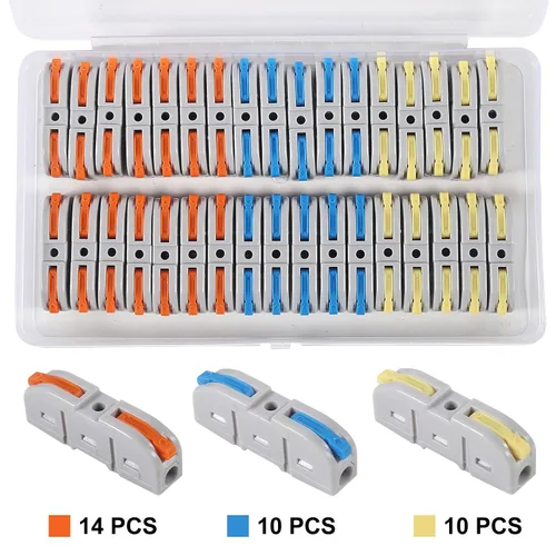 Miniatura 2 de Kit de conectores de cable de empalme eléctrico de conexión rápida, conectores de cable de palanca, terminales compactos en línea de empalme a tope
