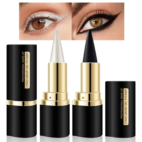 Miniatura 16 de evpct Delineador de ojos de gel negro y marrón 2 en 1, impermeable, a prueba de manchas, para Waterline, juego de pomadas de crema de cejas