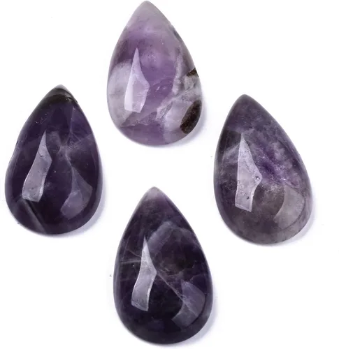 Beadthoven - 10 cuentas de piedra natural con forma de lágrima natural, gota de agua de amatista, sin agujero, cuentas de piedra de cristal curativo
