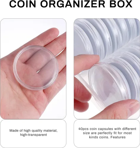 Miniatura 9 de Ciieeo Caja de monedas Mini contenedores de plástico Monedas de plástico Kickstand Estuche de 2.008 in Caja de almacenamiento de monedas Cápsula