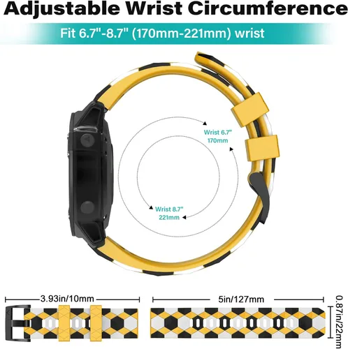 Miniatura 5 de OVERSTEP Correa de reloj compatible con Fenix 5, correa de ajuste rápido de 0.866 pulgadas para Garmin Fenix 5 Plus/Fenix 6/Fenix 6 Pro/Fenix