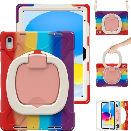 Miniatura 21 de Funda para iPad Air de 3ª generación – Funda resistente para niños con soporte giratorio, soporte para lápices y correa de transporte para iPad