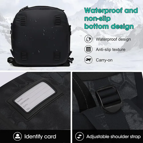 Miniatura 5 de Bolsa para botas de esquí, 55L/70L, impermeable, para esquí y snowboard, mochila de viaje para esquí, snowboard, casco de esquí, gafas, guantes