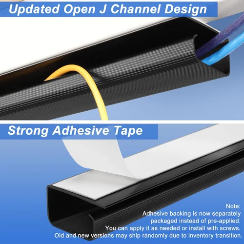 Miniatura 4 de ZhiYo Organizador de cables debajo del escritorio con canal J (4 x 15.7 pulgadas), canaleta de cables de 63 pulgadas, organizador de cables