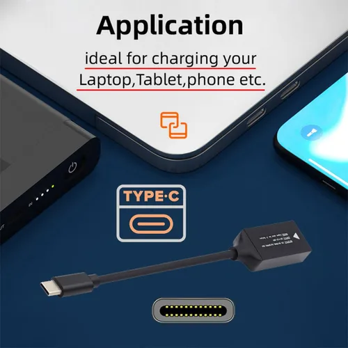Miniatura 4 de CY Cable rectangular Jack Thinkpad X1 Entrada a USB-C Tipo-C Cable de carga para teléfono portátil PD9V 5V 20V