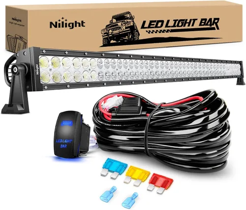 Nilight - Barra de luz LED curva de 42 pulgadas/240 W/12 V, haz focalizado/de inundación todoterreno, interruptor encendido/apagado de 5 pines, kit