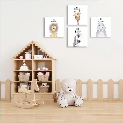 Miniatura 4 de Quzenu Safari Animal Baby Room Decor Canvas Prints Kids Art Frame Jungle Nursery Decor