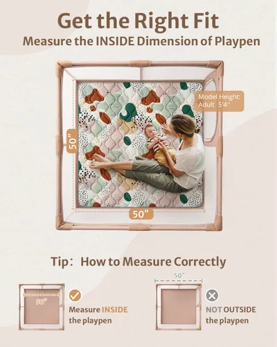 Miniatura 2 de Blissful Diary Alfombras de Juego para Bebés para Piso, Alfombra de 50x50 Pulgadas para Gatear para Corral, Alfombras de Juego de Espuma