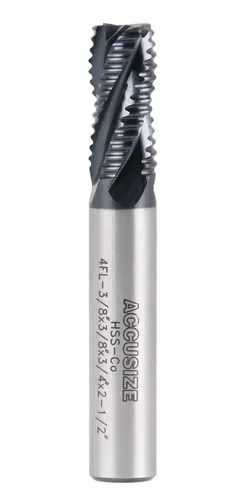 Miniatura 12 de Accusize Industrial Tools Fresa de Extremo de Desbaste M42 8% Cobalto TiAlN Diente Estándar, 3/4'' por 3/4'' por 1-5/8'' Longitud Flt, 1102-0034