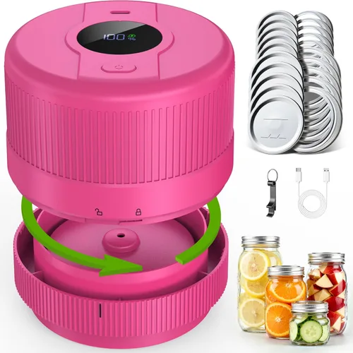 Kit de Sellador al Vacío para Frascos Mason, Sellador Eléctrico para Tapas Mason de Boca Ancha y Regular, Sellador al Vacío para Frascos Mason de