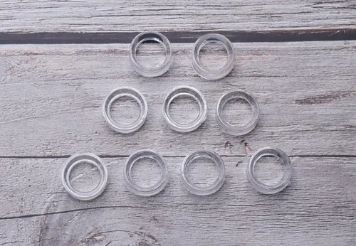 Miniatura 2 de sowaka 9 soportes de exhibición acrílicos transparentes pequeños redondos para anillos de béisbol, soportes de caballete para pelotas de tenis