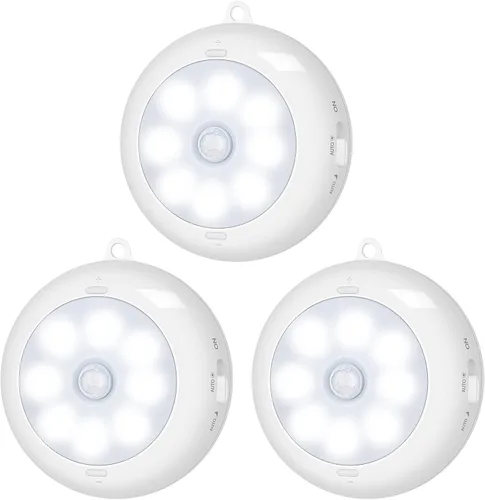 Miniatura 8 de BLS Luz con sensor de movimiento para interiores, luz nocturna LED inalámbrica, iluminación debajo del gabinete, luces de disco alimentadas por