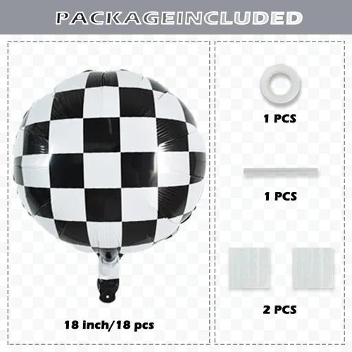 Miniatura 2 de TONIFUL 18 globos a cuadros blancos y negros, globos de carreras de 18 pulgadas para decoraciones de fiestas temáticas de autos de carreras rápidas