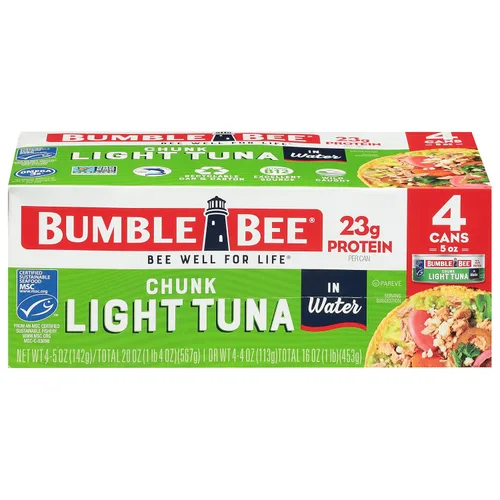 Miniatura 20 de Bumble Bee - Atún en trozos ligero en agua, lata de 340 g - Atún Skipjack capturado salvajemente - 17 g de proteína por porción - MSC Certificado