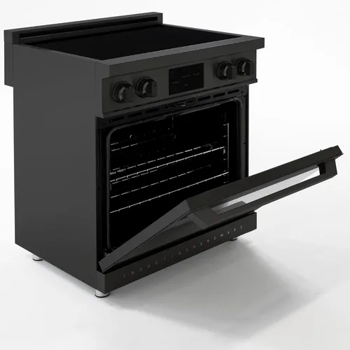 Miniatura 4 de Rango de inducción profesional deslizante de 30 pulgadas, estufa eléctrica de 4 quemadores con horno de convección, función de freír aire, piedra