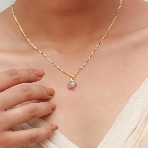 Miniatura 5 de Collar con colgante de estrella chapada en oro de 14 quilates, hecho a mano, hipoalergénico, pequeña estrella envuelta en alambre con cadena