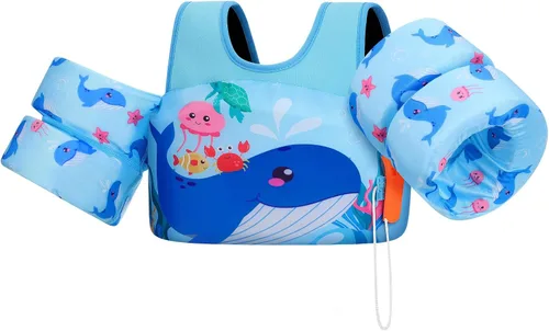 Miniatura 7 de HeySplash Chaleco de Natación para Niños, Flotadores de Piscina para Niños Pequeños, Chaleco de Natación para Niños con Correa Ajustable, Chaqueta