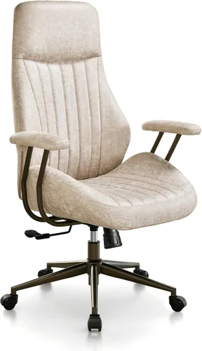 Miniatura 9 de ovios Silla de oficina ergonómica, respaldo alto de piel sintética con reposabrazos, cómodo sillón giratorio moderno de mediados de siglo