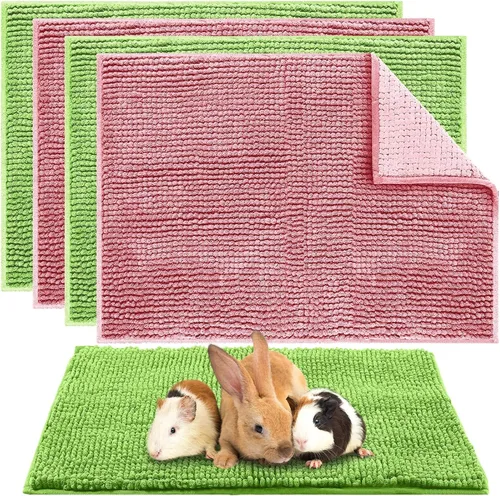 Miniatura 17 de Amylove 4 Piezas Forro de Jaula para Conejo de Indias Ropa de Cama para Conejo de Indias Alfombrilla para Puerta de Perro para Patas de Mascotas