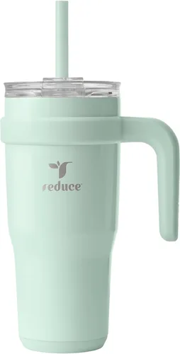 Miniatura 34 de Reduce Vaso de acero inoxidable de 50 onzas con asa, doble pared aislada al vacío, taza de viaje, tapa a prueba de sudor y popote reutilizable