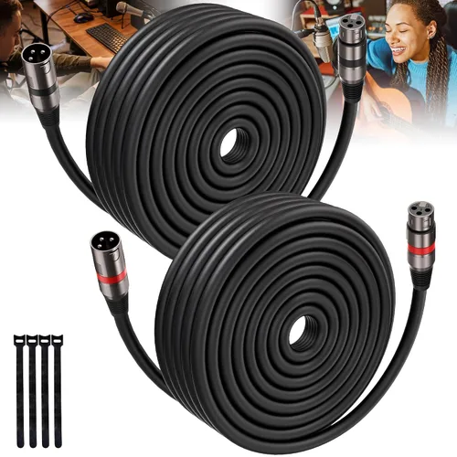 Miniatura 10 de Cables XLR 25FT/8M 2 paquetes, Cable de Micrófono Balanceado Premium de Servicio Pesado con Conector de Cordón de Micrófono XLR Macho a Hembra de 3