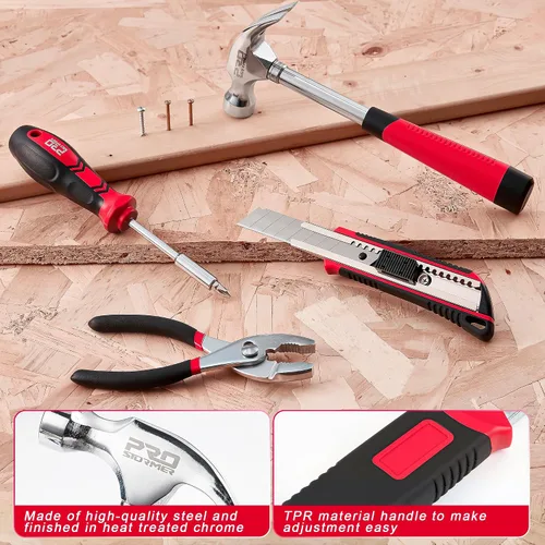 Miniatura 4 de Prostormer - Kit de herramientas de 93 piezas para reparaciones básicas del hogar con estuche de almacenamiento, pequeño kit de caja de herramientas