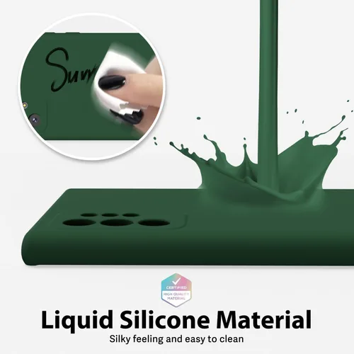 Miniatura 4 de oakxco Funda para teléfono Samsung Galaxy Note 10 Plus con agarre de silicona líquida, linda cubierta de gel suave de goma TPU lisa delgada y Verde