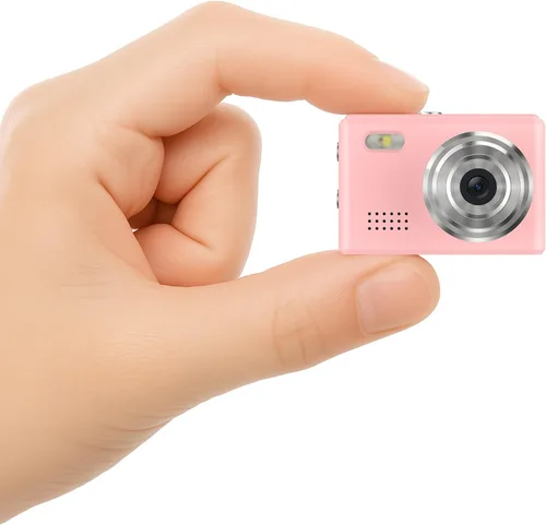 Miniatura 9 de Mini cámara retro con video de 1080P, fotos de 12 MP, cámara digital con llavero, cámara pequeña ultracompacta con tarjeta SD de 32 GB, adaptador