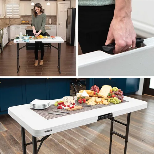 Miniatura 8 de LIFETIME 80387 Mesa plegable ajustable comercial de 4 pies, almendra