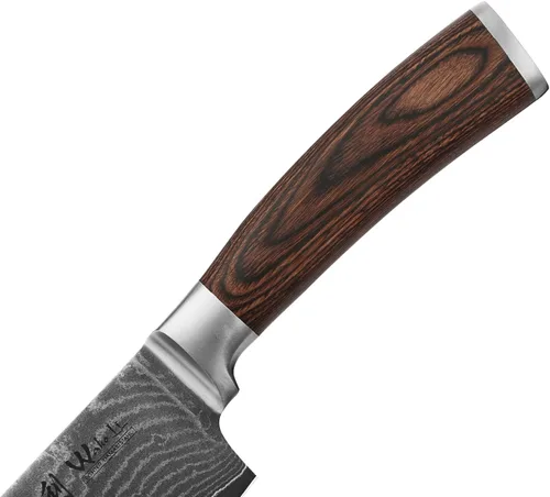 Miniatura 8 de Wakoli EDIB Cuchillo Damasco Nakiri – Cuchillo vegetal de 6.9 pulgadas con núcleo VG10, herramienta profesional de corte de cocina hecha de acero
