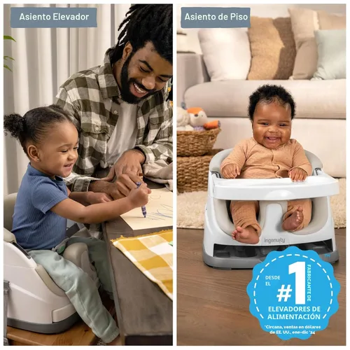 Miniatura 3 de Ingenuity Asiento base para bebé 2-en-1 con bandeja auto-guardable para alimentación y piso - Cashmere