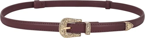 Miniatura 14 de SUOSDEY Cinturones ajustados occidentales de moda para mujer, cinturón de cuero ajustable para vestidos con hebilla vintage
